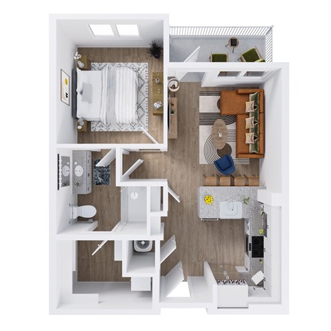 View at Manor Crossing New Apartments in Manor, Texas One Bedroom Floor Plan